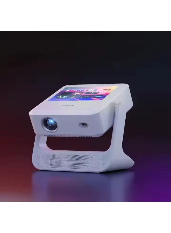 BlueFire Portable Smart Projector with 4K Support, 8 Inch HD Touch Screen, Android 9.0 Smart Display, Auto Focus & Keystone Correction, 180 Degree Rotatable Design, Over 200 Inch Projection Size, WiFi & Bluetooth Connectivity, Dual 5W Speakers, HDMI USB Input, Remote Control, Home Theater, Gaming, Office, Education and Travel Use - Image 1